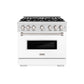 ZLINE 36 in. 5.2 cu. ft. Classic Dual Fuel Range with 6 Burner Gas Cooktop and Electric Convection Oven in DuraSnow® Stainless Steel with White Matte Door (CDRS-WM-36)