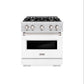 ZLINE 30 in. 4.2 cu. ft. Classic Gas Range with 4 Burner Cooktop and Convection Gas Oven in DuraSnow® Stainless Steel with White Matte Door (CGRS-WM-30)