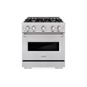 ZLINE 30 in. 4.2 cu. ft. Classic Dual Fuel Range with 4 Burner Gas Cooktop and Electric Convection Oven in Stainless Steel (CDR30)