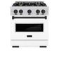 ZLINE Autograph Edition 30 in. 4.2 cu. ft. Classic Dual Fuel Range with 4 Burner Gas Cooktop and Electric Convection Oven in Stainless Steel with White Matte Door and Matte Black Accents (CDRZ-WM-30-MB)