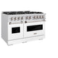 ZLINE 48 in. 6.7 cu. ft. Classic Double Oven Dual Fuel Range with 8 Burner Gas Cooktop in Stainless Steel with White Matte Doors (CDR-WM-48)