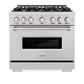 ZLINE 36 in. 5.2 cu. ft. Classic Dual Fuel Range with 6 Burner Gas Cooktop and Electric Convection Oven in Stainless Steel (CDR36)