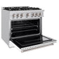 ZLINE 36 in. 5.2 cu. ft. Classic Gas Range with 6 Burner Cooktop and Convection Gas Oven in Stainless Steel with White Matte Door (CGR-WM-36)