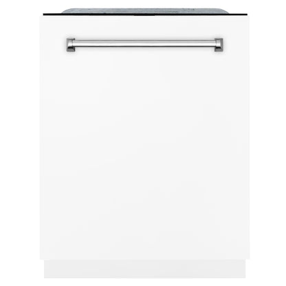 ZLINE 24 in. Monument Series 3rd Rack Top Touch Control Dishwasher with White Matte Panel, 45dBa (DWMT-WM-24)