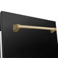 ZLINE Autograph Edition 30 in. Kitchen Package with Black Stainless Steel Dual Fuel Range, Range Hood and Dishwasher with Champagne Bronze Accents (3AKP-RABRHDWV30-CB)