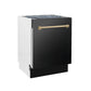 ZLINE Autograph Edition 30 in. Kitchen Package with Black Stainless Steel Dual Fuel Range, Range Hood and Dishwasher with Champagne Bronze Accents (3AKP-RABRHDWV30-CB)