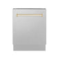 ZLINE Autograph Edition 24 in. 3rd Rack Top Control Tall Tub Dishwasher in Fingerprint Resistant Stainless Steel with Polished Gold Accent Handle, 51dBa (DWVZ-SN-24-G)
