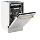 ZLINE Autograph Edition 18 in. Compact 3rd Rack Top Control Dishwasher in Stainless Steel with Champagne Bronze Handle, 51dBa (DWVZ-304-18-CB)