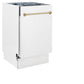 ZLINE Autograph Edition 18 in. Compact 3rd Rack Top Control Dishwasher in White Matte with Champagne Bronze Accent Handle, 51dBa (DWVZ-WM-18-CB)