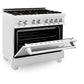 ZLINE 36 in. 4.6 cu. ft. Legacy Dual Fuel Range with Gas Cooktop and Electric Convection Oven in DuraSnow® Stainless Steel with 6 Brass Burners (RAS-SN-BR-36)