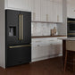 ZLINE Autograph Edition 36 in. 28.9 cu. ft. Standard-Depth French Door External Water Dispenser Refrigerator with Dual Ice Maker in Fingerprint-Resistant Black Stainless Steel and Champagne Bronze Traditional Handles (RSMZ-W-36-BS-CB)