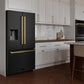 ZLINE Autograph Edition 36 in. 28.9 cu. ft. Standard-Depth French Door External Water Dispenser Refrigerator with Dual Ice Maker in Fingerprint-Resistant Black Stainless Steel and Polished Gold Traditional Handles (RSMZ-W-36-BS-G)