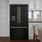 ZLINE Autograph Edition 36 in. 28.9 cu. ft. Standard-Depth French Door External Water Dispenser Refrigerator with Dual Ice Maker in Fingerprint-Resistant Black Stainless Steel and Polished Gold Traditional Handles (RSMZ-W-36-BS-G)