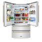 ZLINE Autograph Edition 36 in. 22.5 cu. ft. Counter-Depth French Door Refrigerator with Ice Maker in Fingerprint-Resistant Stainless Steel with Polished Gold Traditional Handles (RFMZ-36-G)