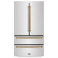 ZLINE Autograph Edition 30 in. Kitchen Package with Stainless Steel Dual Fuel Range, Range Hood, Dishwasher and Refrigerator with Champagne Bronze Accents (4KAPR-RARHDWM30-CB)