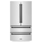 ZLINE Autograph Edition 36 in. 22.5 cu. ft. Counter-Depth French Door Refrigerator with Ice Maker in Fingerprint-Resistant Stainless Steel with Matte Black Traditional Handles (RFMZ-36-MB)