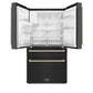 ZLINE Autograph Edition 36 in. 21.6 cu. ft. Counter-Depth French Door Refrigerator with Water and Ice Dispenser in Fingerprint-Resistant Black Stainless Steel with Polished Gold Traditional Handles (RFMZ-W-36-BS-G)