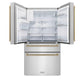 ZLINE Autograph Edition 36 in. 21.6 cu. ft. Counter-Depth French Door Refrigerator with Water and Ice Dispenser in Fingerprint-Resistant Stainless Steel with Champagne Bronze Traditional Handles (RFMZ-W-36-CB)