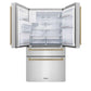 ZLINE Autograph Edition 30 in. Kitchen Package with Stainless Steel Dual Fuel Range, Range Hood, Dishwasher, and Refrigerator with External Water Dispenser with Champagne Bronze Accents (4AKPR-RARHDWM30-CB)