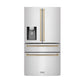 ZLINE Autograph Edition 30 in. Kitchen Package with Stainless Steel Dual Fuel Range, Range Hood, Dishwasher, and Refrigerator with External Water Dispenser with Champagne Bronze Accents (4AKPR-RARHDWM30-CB)