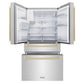 ZLINE Autograph Edition 36 in. 21.6 cu. ft. Counter-Depth French Door Refrigerator with Water and Ice Dispenser in Fingerprint-Resistant Stainless Steel with Champagne Bronze Modern Handles (RFMZ-W-36-FCB)