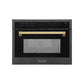 ZLINE Autograph Edition 24 in. 1.6 cu ft. Built-in Convection Microwave Oven in Black Stainless Steel with Polished Gold Accents (MWOZ-24-BS-G)