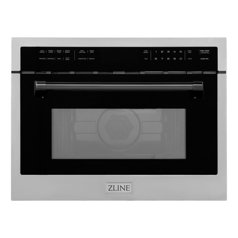 ZLINE Autograph Edition 24 in. 1.6 cu ft. Built-in Convection Microwave Oven in Stainless Steel with Matte Black Accents (MWOZ-24-MB)