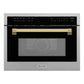 ZLINE Autograph Edition 24 in. 1.6 cu ft. Built-in Convection Microwave Oven in Fingerprint Resistant Stainless Steel with Polished Gold Accents (MWOZ-24-SS-G)