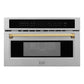 ZLINE Autograph Edition 30 in. 1.6 cu ft. Built-in Convection Microwave Oven in Stainless Steel with Polished Gold Accents (MWOZ-30-G)