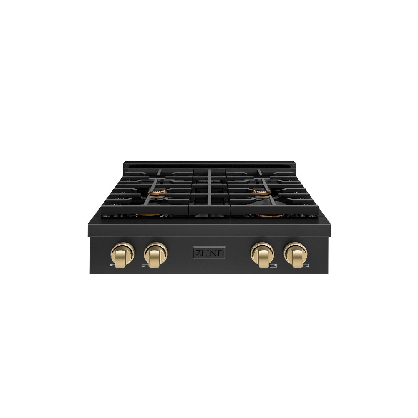 ZLINE Autograph Edition 30 in. Paramount Gas Rangetop with 4 Burners and Porcelain Cooktop in Black Stainless Steel with Champagne Bronze Accents (SRTBZ-30-CB)