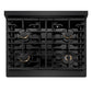 ZLINE Autograph Edition 30 in. Paramount Gas Rangetop with 4 Burners and Porcelain Cooktop in Black Stainless Steel with Champagne Bronze Accents (SRTBZ-30-CB)