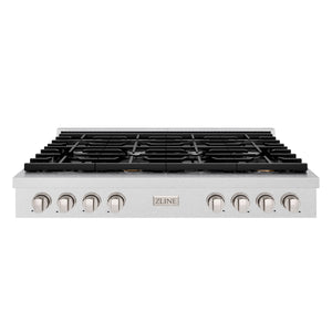 ZLINE 48 in. Paramount Gas Rangetop with 8 Burners and Porcelain Cooktop in DuraSnow® Stainless Steel (SRTS-48)