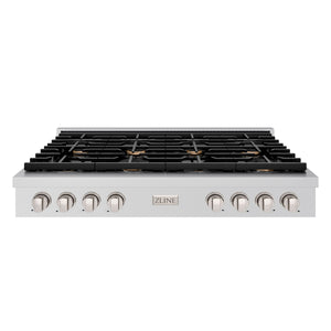 ZLINE 48 in. Paramount Gas Rangetop with 8 Brass Burners and Porcelain Cooktop in Stainless Steel (SRT-BR-48)