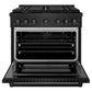 ZLINE 36 in. 5.2 cu. ft. Paramount Gas Range with 6 Burner Cooktop and Convection Gas Oven in Black Stainless Steel (SGRB-36)