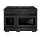 ZLINE 48 in. 6.7 cu. ft. Paramount Double Oven Dual Fuel Range with 8 Burner Gas Cooktop in Black Stainless Steel (SDRB-48)