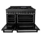 ZLINE 48 in. Kitchen Package with Black Stainless Steel Dual Fuel Range and Convertible Vent Range Hood (2KP-RABRH48)