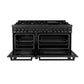 ZLINE 60 in. 7.4 cu. ft. Legacy Dual Fuel Range with 9 Burner Gas Cooktop and 2 Electric Convection Ovens in Black Stainless Steel (RAB-60)