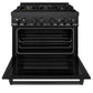 ZLINE 36 in. 4.6 cu. ft. Legacy Dual Fuel Range with Gas Cooktop and Electric Convection Oven in Black Stainless Steel with 6 Brass Burners (RAB-BR-36)