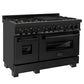 ZLINE 48 in. Kitchen Package with Black Stainless Steel Dual Fuel Range, Convertible Vent Range Hood and Dishwasher (3KP-RABRH48-DW)
