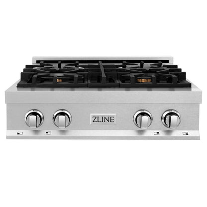 ZLINE 30 in. Legacy Gas Rangetop with 4 Brass Burners and Porcelain Cooktop in DuraSnow® Stainless Steel (RTS-BR-30)