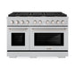 ZLINE 48 in. 6.7 cu. ft. Paramount Double Oven Dual Fuel Range in DuraSnow® Stainless Steel with 8 Brass Burners (SDRS-BR-48)
