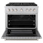 ZLINE 36 in. 5.2 cu. ft. Paramount Gas Range with Convection Gas Oven in DuraSnow® Stainless Steel with 6 Brass Burners (SGRS-BR-36)