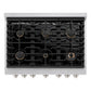 ZLINE 36 in. 5.2 cu. ft. Paramount Gas Range with Convection Gas Oven in DuraSnow® Stainless Steel with 6 Brass Burners (SGRS-BR-36)