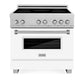 ZLINE 36 in. 4.6 cu. ft. Legacy Induction Range with 5 Element Cooktop and Electric Oven in DuraSnow® Stainless Steel and White Matte Door (RAINDS-WM-36)