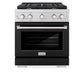 ZLINE 30 in. 4.2 cu. ft. Paramount Gas Range with 4 Burner Gas Cooktop and Convection Gas Oven in Stainless Steel with Black Matte Door (SGR-BLM-30)