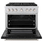 ZLINE 36 in. 5.2 cu. ft. Paramount Gas Range with 6 Burner Cooktop and Convection Gas Oven in Stainless Steel with Black Matte Door (SGR-BLM-36)