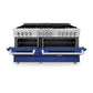 ZLINE 60 in. 7.4 cu. ft. Legacy Dual Fuel Range with 9 Burner Gas Cooktop and 2 Electric Convection Ovens in Stainless Steel and Blue Matte Doors (RA-BM-60)