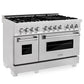 ZLINE 48 in. Kitchen Package with DuraSnow® Stainless Steel Dual Fuel Range and Convertible Vent Range Hood (2KP-RASSNRH48)