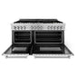 ZLINE 60 in. 7.4 cu. ft. Legacy Dual Fuel Range with Gas Cooktop and 2 Electric Convection Ovens in Stainless Steel with 8 Brass Burners (RA-BR-60)