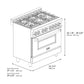 ZLINE Autograph Edition 36 in. 4.6 cu. ft. Legacy Dual Fuel Range with 6 Burner Gas Cooktop and Electric Convection Oven in Stainless Steel with Black Matte Door and Polished Gold Accents (RAZ-BLM-36-G)